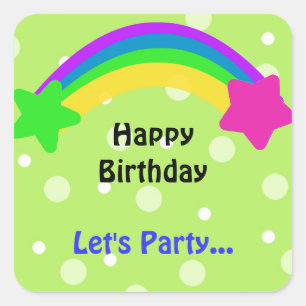 Rainbow with Stars Birthday Wishes Square Sticker