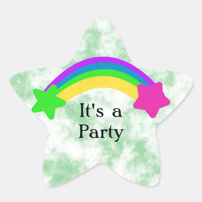 Rainbow with Stars Celebration Star Sticker (Front)