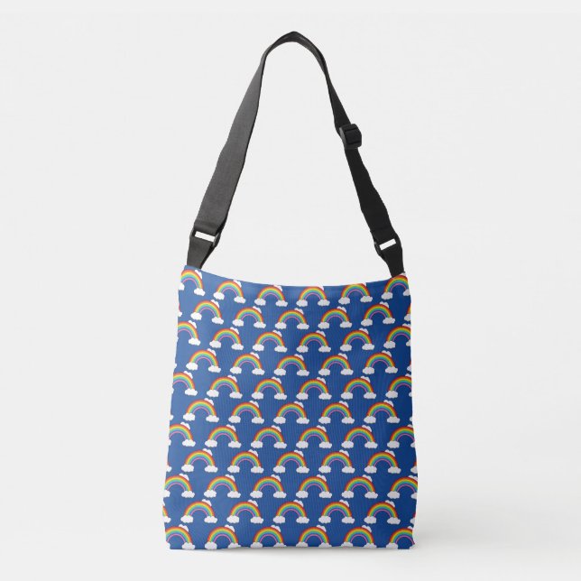 Rainbow with White Clouds Crossbody Bag (Front)
