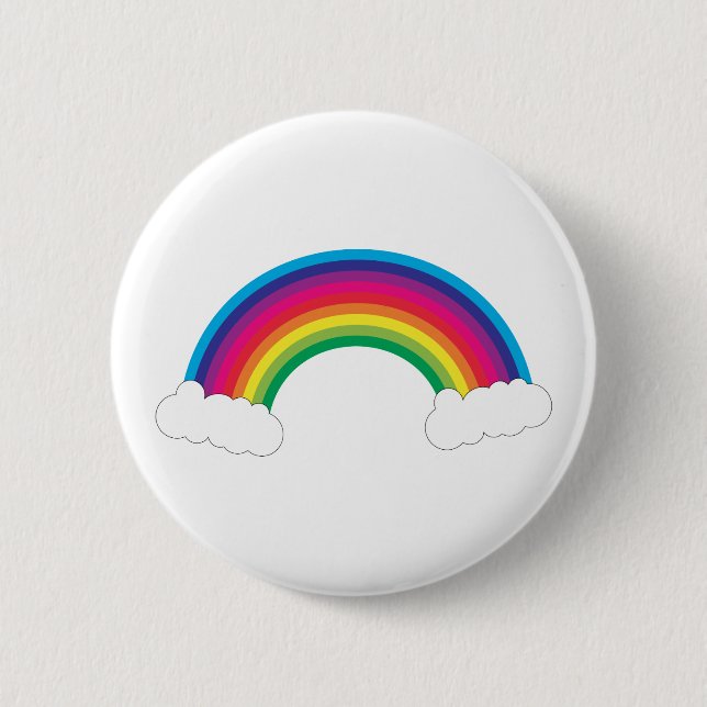 Rainbow with White Clouds Cute 6 Cm Round Badge (Front)