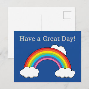 Rainbow with White Clouds   Personalise Holiday Postcard