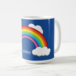 Rainbow with White Clouds   Personalize Coffee Mug