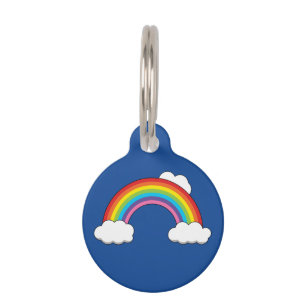 Rainbow with White Clouds   Personalize Pet Tag