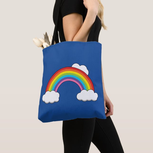 Rainbow with White Clouds Tote Bag (Close Up)