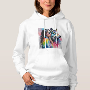 Rainbow Wolf and girl Hoodie