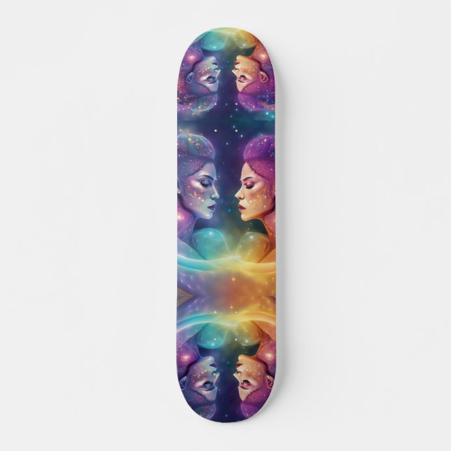 Rainbow Women Cosmic Galaxy Feminine Energy Sk8r Skateboard (Front)