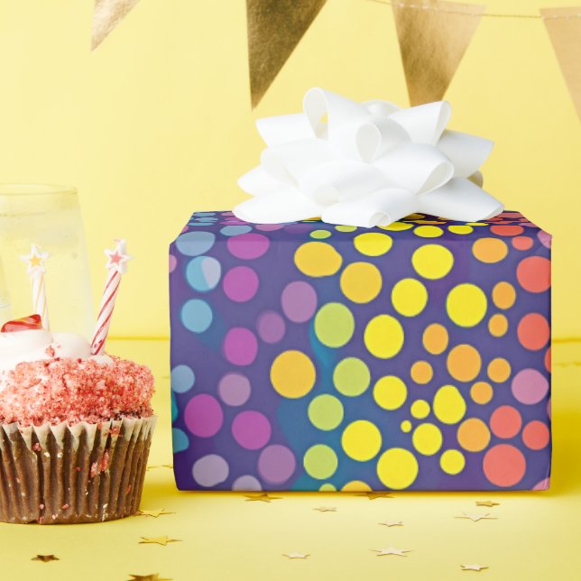 Rainbow Wonky Polka Dots  Wrapping Paper (Birthday Party)