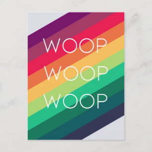 Rainbow Woop Modern Stripe Celebration Congrats Postcard
