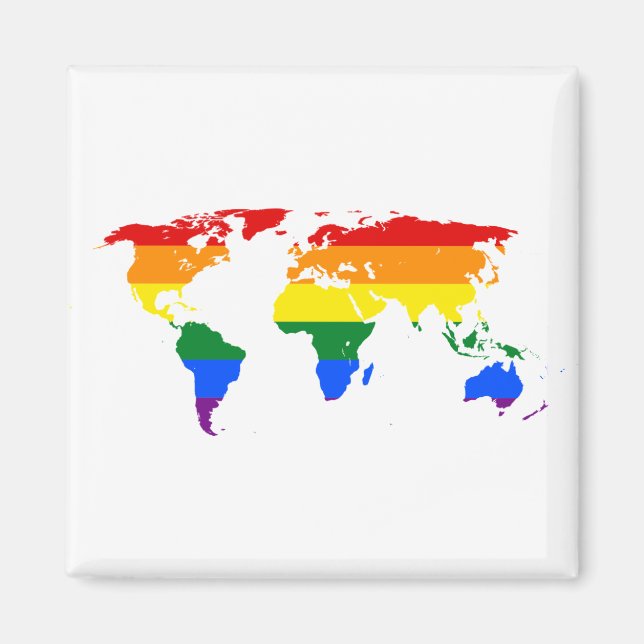 Rainbow World Map Magnet (Front)