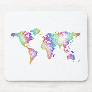 Rainbow World map Mouse Mat