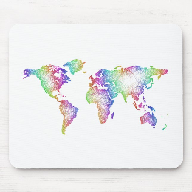 Rainbow World map Mouse Mat (Front)
