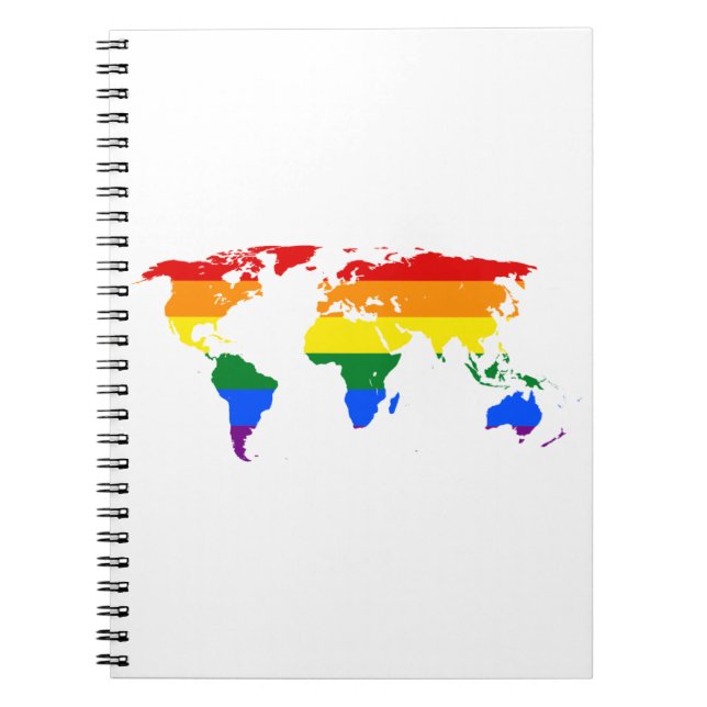 Rainbow World Map Notebook (Front)
