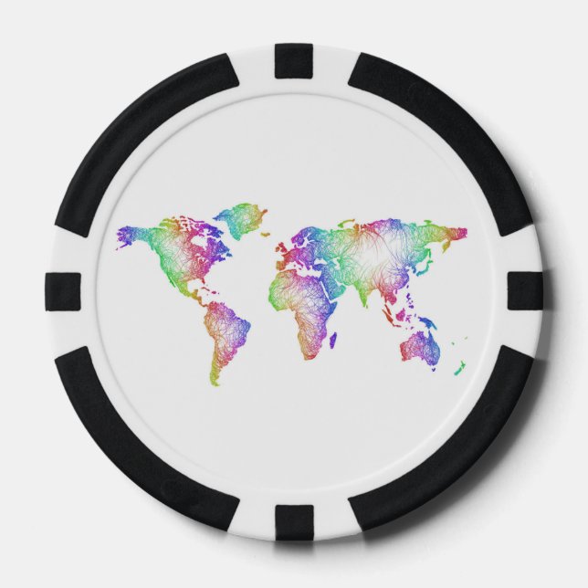 Rainbow World map Poker Chips (Front)