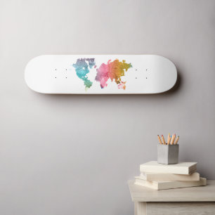 Rainbow World Map Skateboard – Colourful Travel