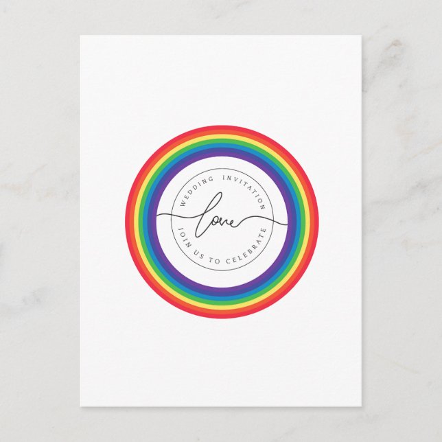 Rainbow World Wedding Announcement Postcard (Front)