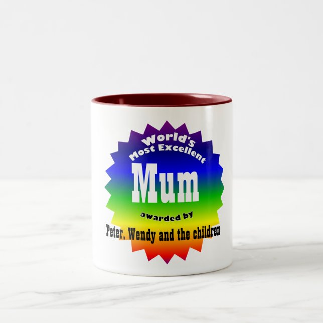 RAINBOW World's Most Excellent....Mum Two-Tone Coffee Mug (Center)