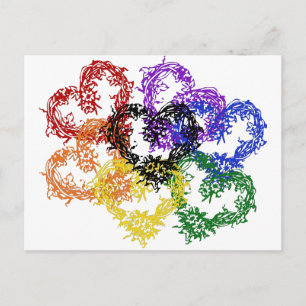 Rainbow Woven Hearts Postcard