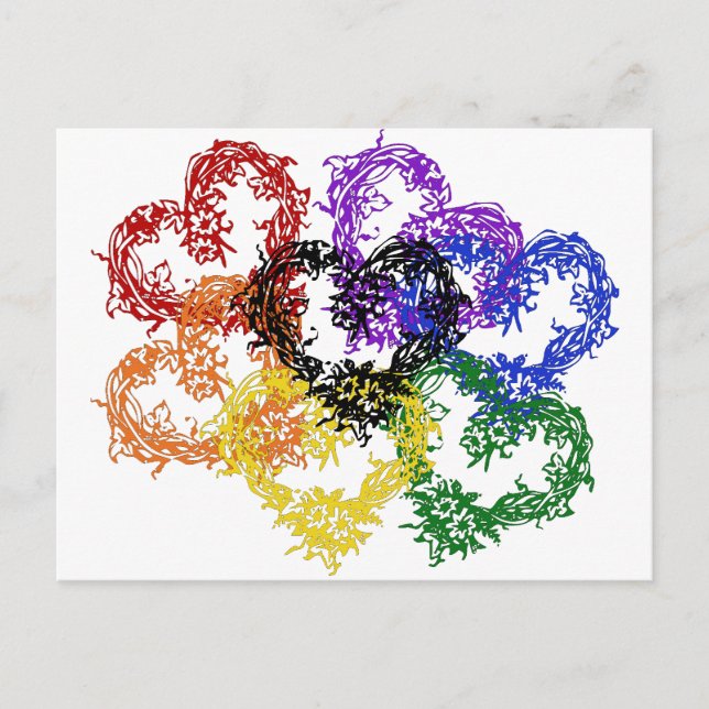Rainbow Woven Hearts Postcard (Front)