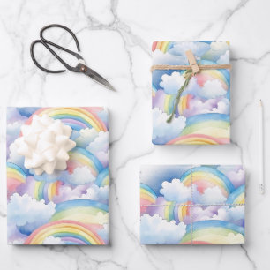 Rainbow Wrapping Paper, Watercolor Gift Wrap
