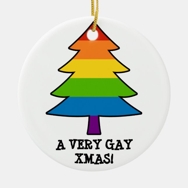 Rainbow Xmas Tree Ceramic Tree Decoration (Front)