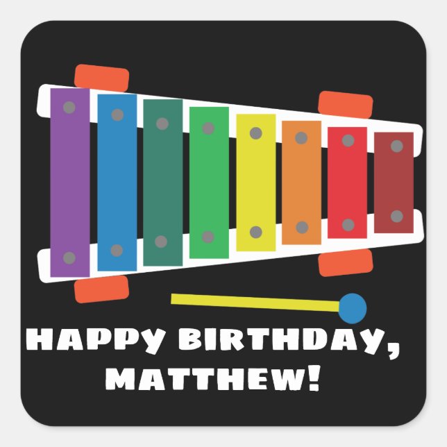 Rainbow Xylophone Classic Toy Personalised Sticker (Front)