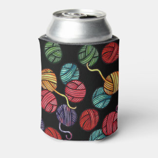 Rainbow Yarn Balls Pattern Can Cooler