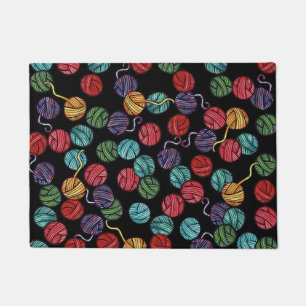 Rainbow Yarn Balls Pattern Doormat