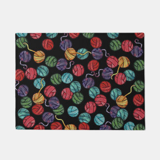 Rainbow Yarn Balls Pattern Doormat