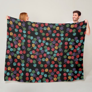 Rainbow Yarn Balls Pattern Fleece Blanket