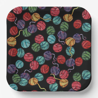 Rainbow Yarn Balls Pattern Paper Plate