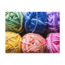 Rainbow yarn postcard
