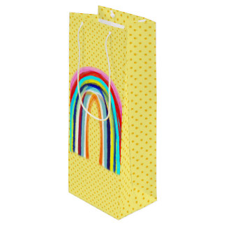 RAINBOW YELLOW POLKA DOTS WINE GIFT BAG