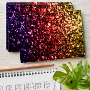 Rainbow yellow red purple faux glitter sparkles envelopes