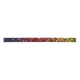 Rainbow yellow red purple faux glitter sparkles satin ribbon