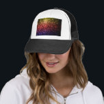 Rainbow yellow red purple faux glitter sparkles trucker hat<br><div class="desc">Personalise sparkly trucker hat with Beautiful rainbow yellow red purple colourful and shiny sparkles. Photo of yellow,  red,  purple colourful sparkles not actual glitter!</div>