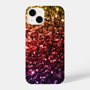 Rainbow yellow red purple sparkles iPhone 14 case