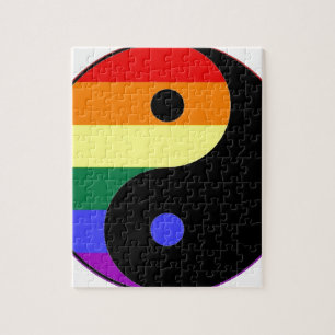 Rainbow Yin and Yang - LGBT Pride Rainbow Colours Jigsaw Puzzle