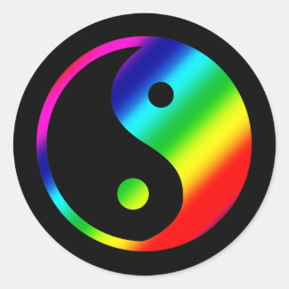 Rainbow Yin Yang Classic Round Sticker