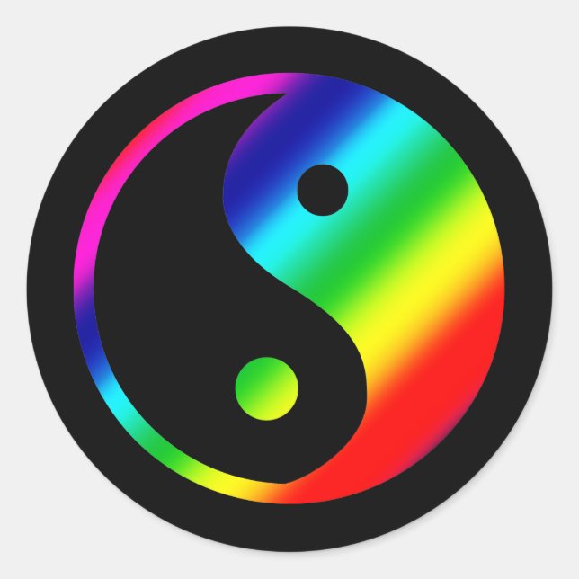 Rainbow Yin Yang Classic Round Sticker (Front)