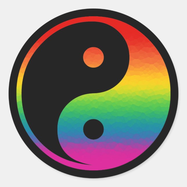 Rainbow Yin Yang Classic Round Sticker (Front)