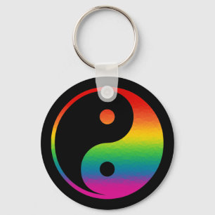 Rainbow Yin Yang Key Ring