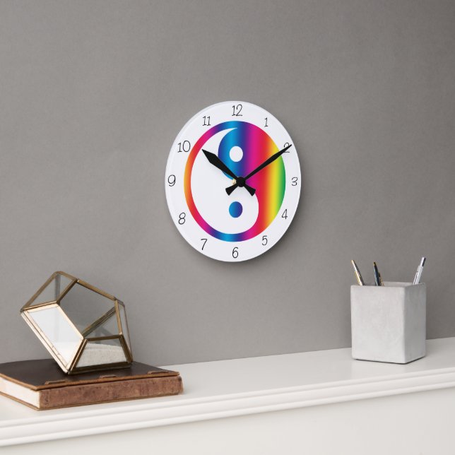 Rainbow Yin Yang Round Clock (Office)