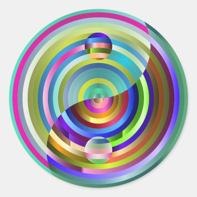 rainbow yin yang stickers (Front)