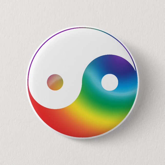 Rainbow Yin Yang Symbol 6 Cm Round Badge (Front)