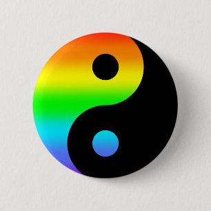 Rainbow Yin Yang Symbol 6 Cm Round Badge