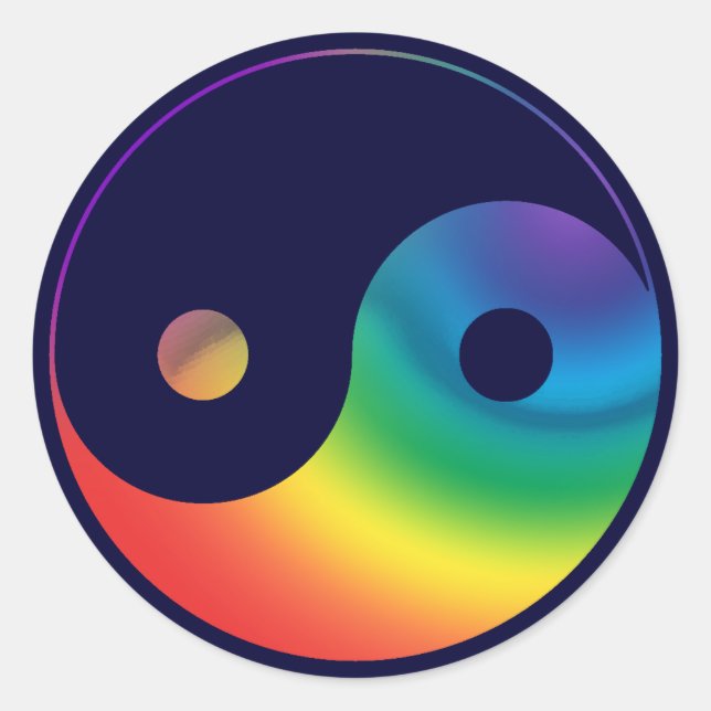 Rainbow Yin Yang Symbol Classic Round Sticker (Front)