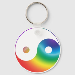Rainbow Yin Yang Symbol Key Ring