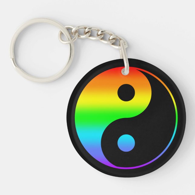 Rainbow Yin Yang Symbol Key Ring (Front)