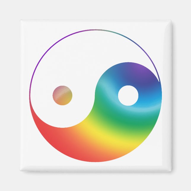 Rainbow Yin Yang Symbol Magnet (Front)