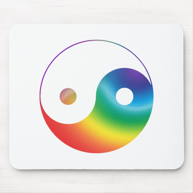 Rainbow Yin Yang Symbol Mouse Mat (Front)